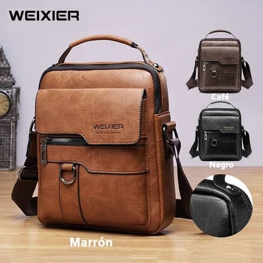 MORRAL HOMBRE DE CUERO PU BANDOLERA IMPERMEABLE WEIXIER - 2