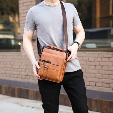 MORRAL HOMBRE DE CUERO PU BANDOLERA IMPERMEABLE WEIXIER - 3