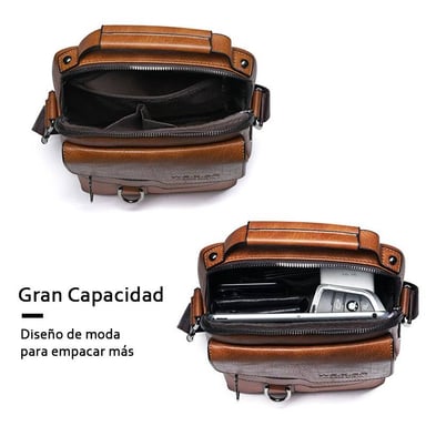 MORRAL HOMBRE DE CUERO PU BANDOLERA IMPERMEABLE WEIXIER - 5