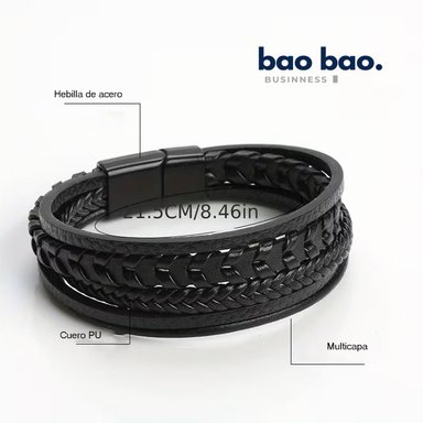 PULSERA HOMBRE CUERO PU MODA HOMBRE - 2
