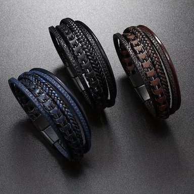 PULSERA HOMBRE CUERO PU MODA HOMBRE - 5