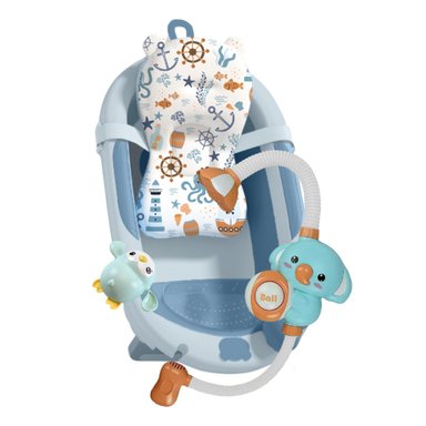 TINA DE BAÑO PARA BEBE CON REGADERA AQUABU BABY CAM AZUL