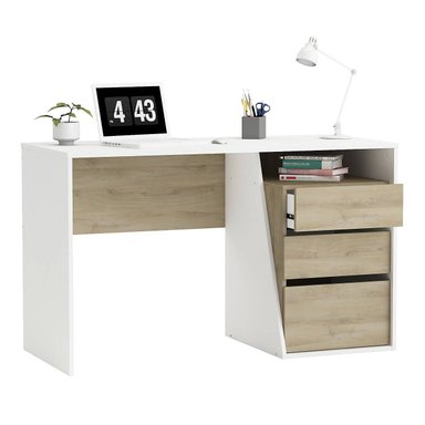 ESCRITORIO MODERNO VENTITAS PERU MIA 45 CM X 115 CM 3 CAJONES DUNA Y BLANCO