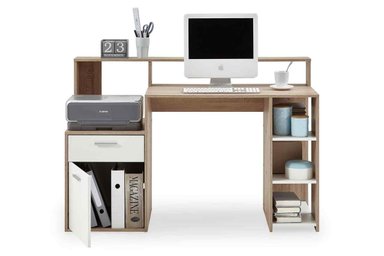 ESCRITORIO VENTITAS PERU LUCA 53.5 CM X 138.5 CM ARCHIVADOR MODERNO CON REPISA DUNA Y BLANCO