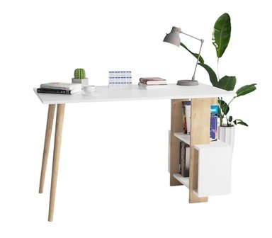 ESCRITORIO VENTITAS PERU ENVY 40 CM X 100 CM VINTAGE CON REPISA DUNA Y BLANCO