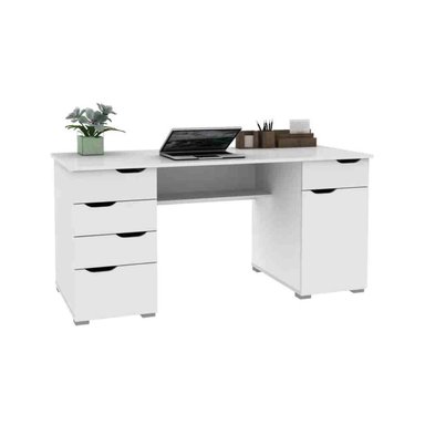 ESCRITORIO VENTITAS PERU COPENHAGUE 45 CM X 140 CM BLANCO VINTAGE 6 CAJONES