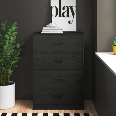 COMODA VENTITAS PERU PRIYANKA 4 CAJONES ROBLE OSCURO NEGRO