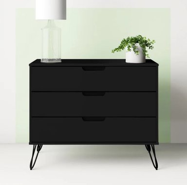 COMODA VENTITAS PERU LOREANNA CONSOLA CONTEMPORANEA 3 CAJONES NEGRO