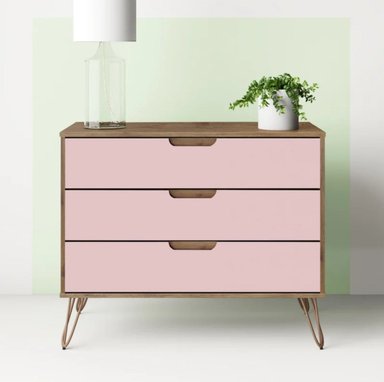COMODA VENTITAS PERU LOREANNA CONSOLA CONTEMPORANEA DUNA 3 CAJONES ROSADO