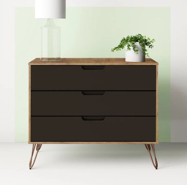 COMODA VENTITAS PERU LOREANNA CONTEMPORANEA DUNA 3 CAJONES BEIGE NEGRO