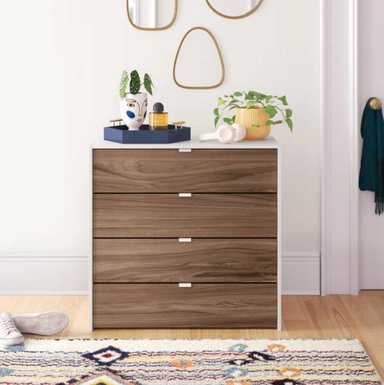 COMODA VENTITAS PERU ZOZI MODERNA GALES 4 CAJONES NOGAL BLANCO