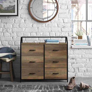 COMODA VENTITAS PERU MAHLIA APARADOR INDUSTRIAL ODISEA 6 CAJONES BEIGE