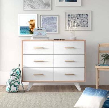 COMODA VENTITAS PERU BROOKE VINTAGE 6 COMPARTIMIENTOS DUNA 6 CAJONES BEIGE BLANCO