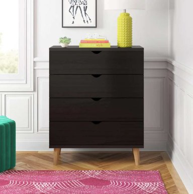 COMODA VENTITAS PERU LUNA VINTAGE ROBLE 4 CAJONES NEGRO