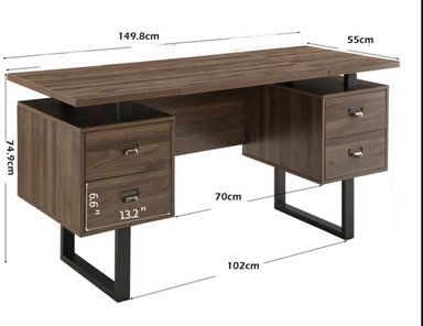 ESCRITORIO INDUSTRIAL VENTITAS PERU JANICK 55 CM X 149.8 CM GALES Y NEGRO - 4