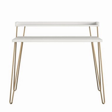 ESCRITORIO CONTEMPORÁNEO VENTITAS PERU ALBANIA 58.4 CM X 111.7 CM BLANCO Y DORADO