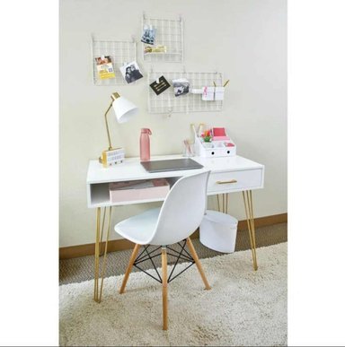 ESCRITORIO CONTEMPORÁNEO VENTITAS PERU JALIAX 50 CM X 106.4 CM BLANCO Y DORADO - 2