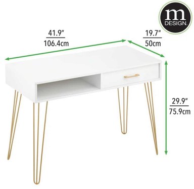 ESCRITORIO CONTEMPORÁNEO VENTITAS PERU JALIAX 50 CM X 106.4 CM BLANCO Y DORADO - 3