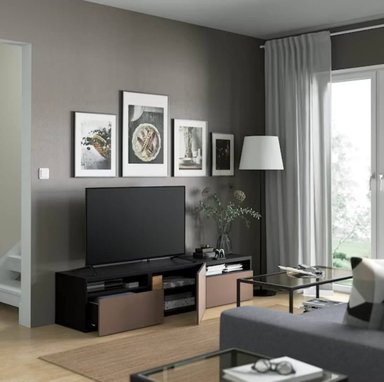 MESA DE TV VENTITAS PERU MALLINI MODERNA NEGRO Y BRONCE - 2