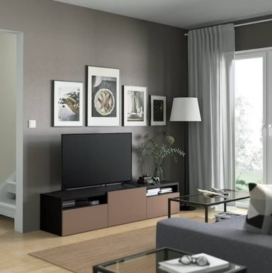MESA DE TV VENTITAS PERU MALLINI MODERNA NEGRO Y BRONCE - 3