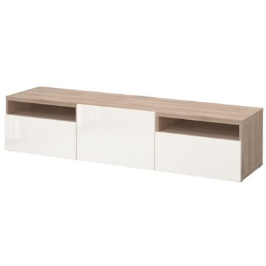 MESA DE TV VENTITAS PERU MALLINI MODERNA ROVERE Y BLANCO