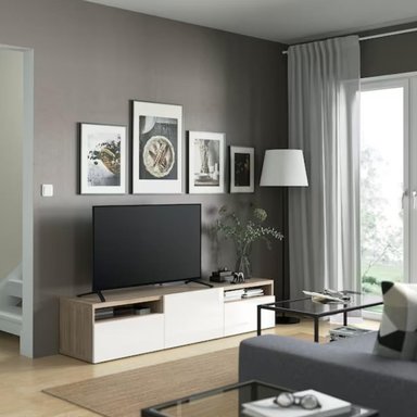MESA DE TV VENTITAS PERU MALLINI MODERNA ROVERE Y BLANCO - 2