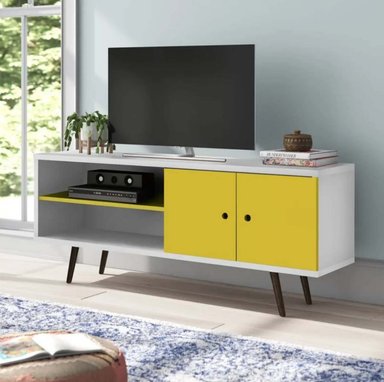 MESA DE TV VENTITAS PERU GRANA CONSOLA VINTAGE BLANCO Y MANGO - 2