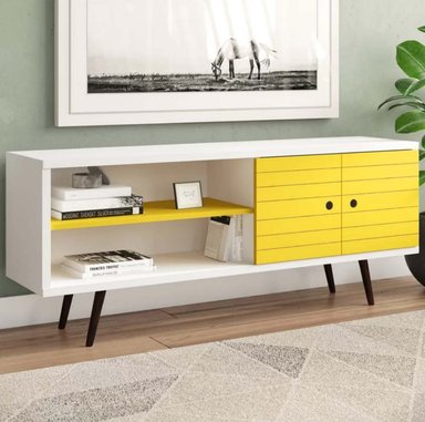 MESA DE TV VENTITAS PERU GRANA CONSOLA VINTAGE BLANCO Y MANGO - 3