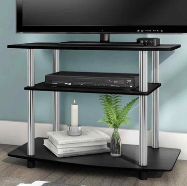MESA DE TV VENTITAS PERU VANESSA INDUSTRIAL Y PLATEADO NEGRO - 2