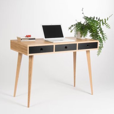 ESCRITORIO VENTITAS PERU MUREKA 45 CM X 110 CM VINTAGE 3 CAJONES VENTITAS HOME DUNA Y NEGRO