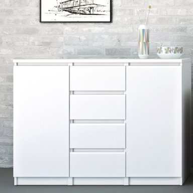 APARADOR VENTITAS PERU CHARLIE MODERNO 4 CAJONES BLANCO