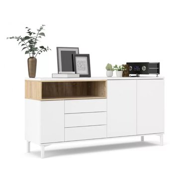APARADOR VENTITAS PERU ANNIKA MINIMALISTA ROVERE 3 CAJONES BLANCO - 3