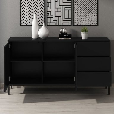 COMODA VENTITAS PERU BUWA APARADOR INDUSTRIAL 3 CAJONES NEGRO MATE