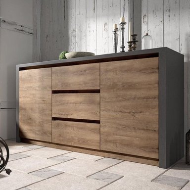 COMODA VENTITAS PERU AMANDA NORDICA BELLOTA 3 CAJONES GRIS OSCURO PLOMO