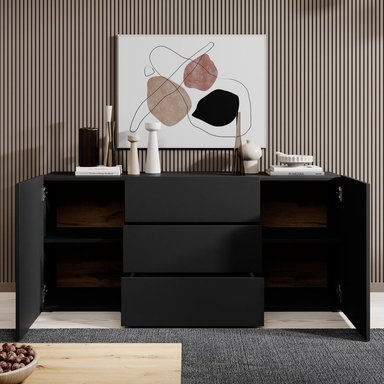 COMODA VENTITAS PERU GEORGE APARADOR MINIMALISTA 3 CAJONES NEGRO