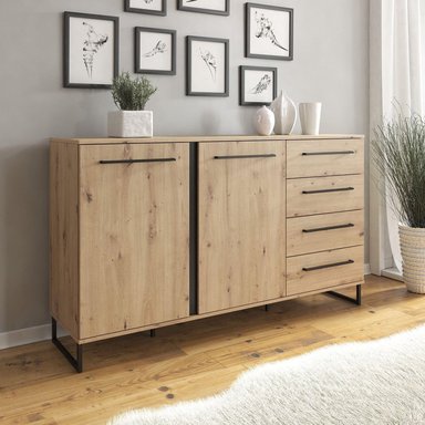 APARADOR VENTITAS PERU LYDIE INDUSTRIAL DUNA 4 CAJONES BEIGE NEGRO