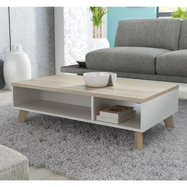 MESA DE CENTRO VENTITAS PERU GINA VINTAGE 110CM NIEBLA Y BLANCO