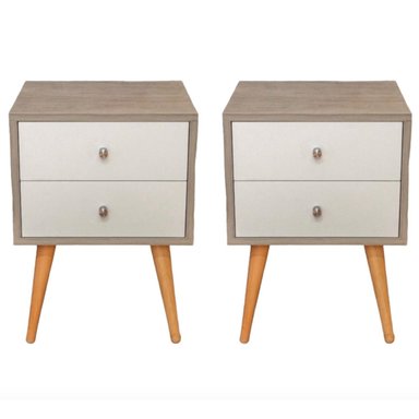 COMBO X2 VELADOR VENTITAS PERÚ VINTAGE 2 CAJONES VENTITAS HOME GRIS