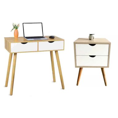COMBO VELADOR Y ESCRITORIO VENTITAS PERU LUNA VINTAGE 2 CAJONES DUNA