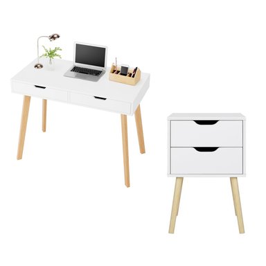 COMBO VELADOR Y ESCRITORIO VENTITAS PERU LUNA BLANCO VINTAGE 2 CAJONES