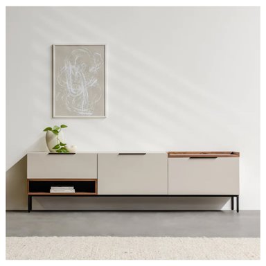 MESA DE TV VENTITAS PERU REKNA 77” GRIS SUAVE Y GALES