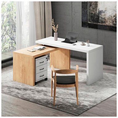 ESCRITORIO VENTITAS PERU TEODINO 60 CM X 152 CM GERENCIAL EN L VENTITAS HOME DUNA Y BLANCO