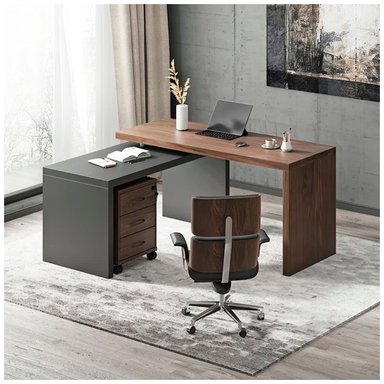 ESCRITORIO VENTITAS PERU TEODINO 60 CM X 152 CM GERENCIAL EN L VENTITAS HOME PLOMO Y GALES