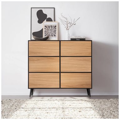 COMODA VENTITAS PERU KAMILO VINTAGE BURALO 6 CAJONES ROBLE NEGRO