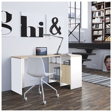 ESCRITORIO VENTITAS PERU NAMIBIA 35 CM X 112 CM ROVERE Y BLANCOS EN L VENTITAS HOME