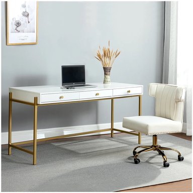 TOCADOR MINIMALISTA SCARLETE VENTITAS HOME BLANCO Y DORADO