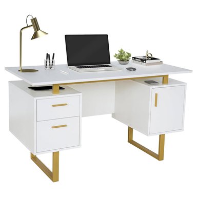 ESCRITORIO VENTITAS PERU CALLMET 50 CM X 130 CM BLANCO Y DORADO TOCADOR MINIMALISTA VENTITAS HOME - 2