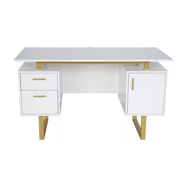 ESCRITORIO VENTITAS PERU CALLMET 50 CM X 130 CM BLANCO Y DORADO TOCADOR MINIMALISTA VENTITAS HOME - 4