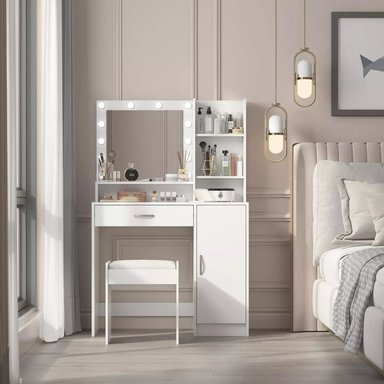 TOCADOR VENTITAS PERU KIARA BLANCO + BANCO + ESPEJO