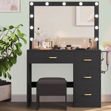 TOCADOR VENTITAS PERU LINDSAY NEGRO + BANCO + ESPEJO